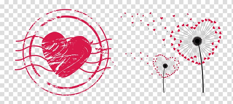 Red heart illustration, Postage Stamps Computer Icons, Heart love  transparent background PNG clipart