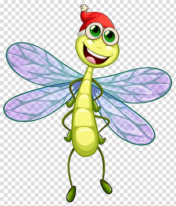 Cartoon Insect Illustration, Cartoon Dragonfly transparent background PNG clipart