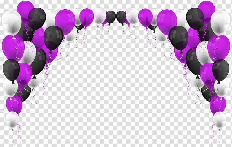 purple, white, and black balloons border, Balloon , Balloons Decoration transparent background PNG clipart