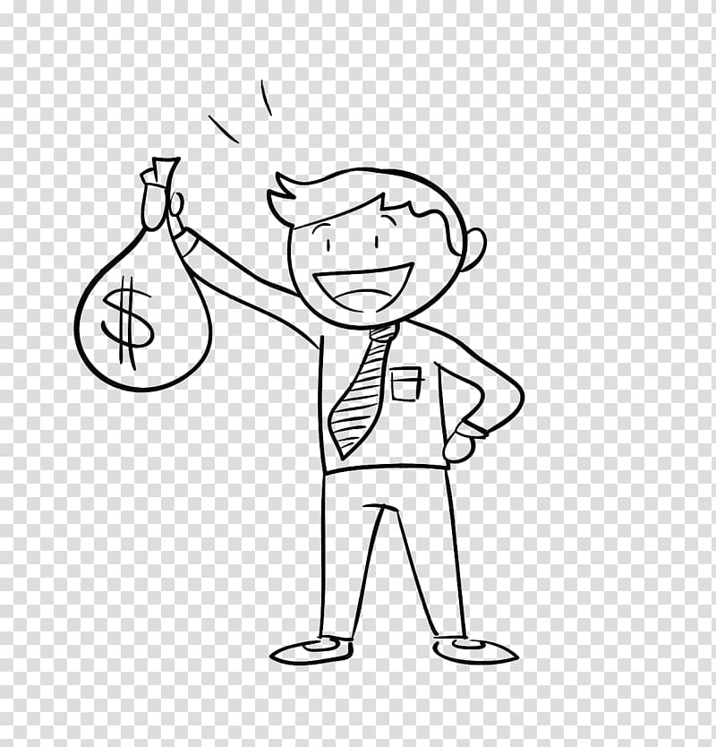 man holding dollar bag illustration, Money bag Holding company Illustration, Draw a man with a pocket pocket transparent background PNG clipart