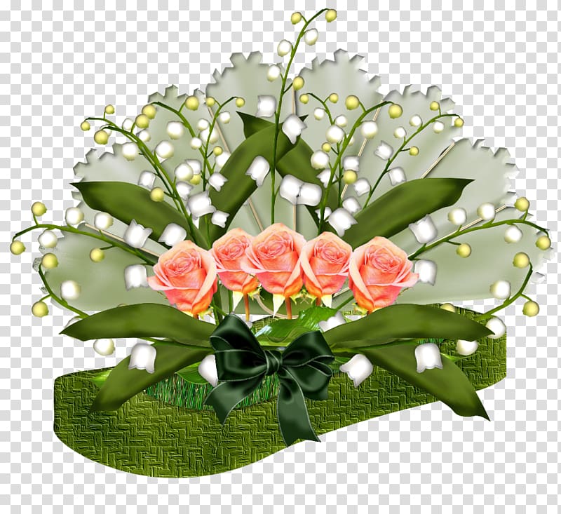 Garden roses Lily of the valley Flower Floral design Composition florale, lily of the valley transparent background PNG clipart
