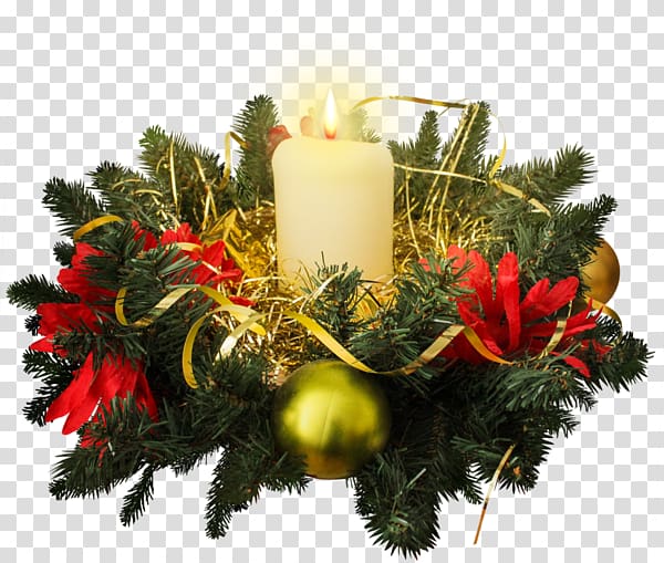 candles christmas decoration on pine needles transparent background PNG clipart