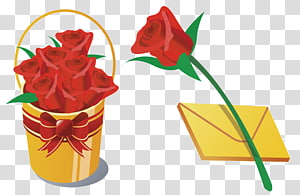 Flower bouquet Bucket Rose , Qixi rose transparent background PNG clipart thumbnail