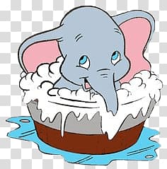 elephant in basin with bubbles illustration, Dumbo In Bath Tub transparent background PNG clipart