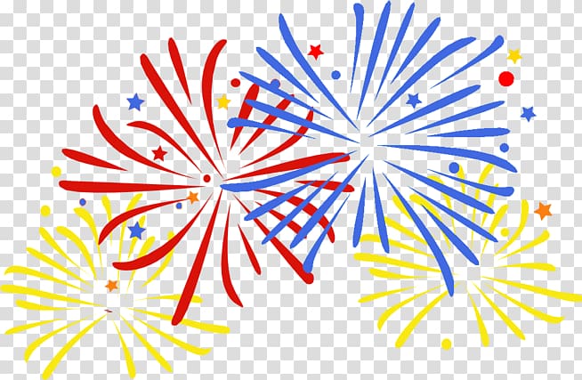 blue, yellow, and red fireworks , CandyVel Dulceria Fireworks , 4th july transparent background PNG clipart