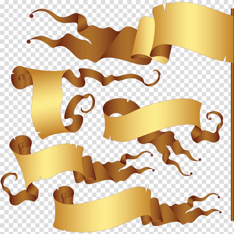 gold flags , Paper Ribbon Banner, ribbon banner transparent background PNG clipart