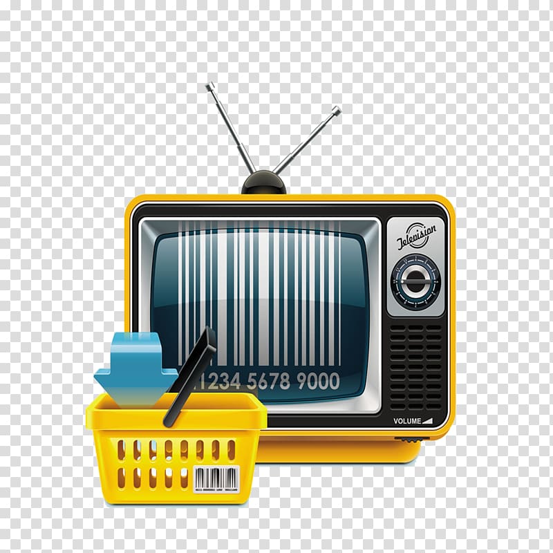 Television show Illustration, TV with shopping basket transparent background PNG clipart