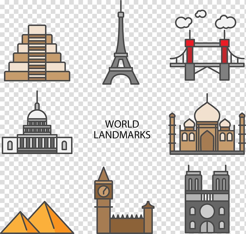 Eiffel Tower Landmark Drawing, Hand-painted city landmarks transparent background PNG clipart