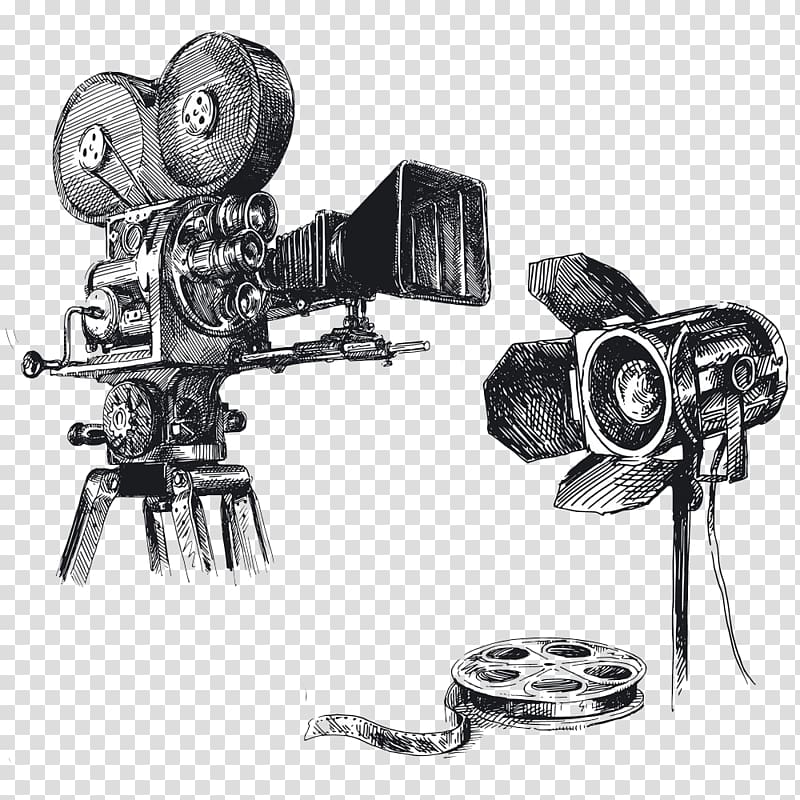 hand drawn sketch movie camera creative assignment transparent background PNG clipart