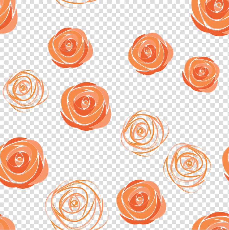 Rose Drawing Euclidean Pattern, Orange simple flowers floating material transparent background PNG clipart