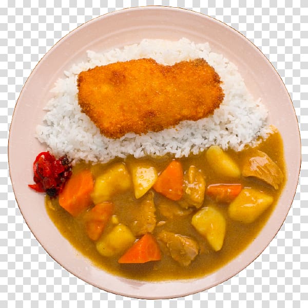 Chicken katsu Japanese curry Rice and curry Yellow curry Tonkatsu, chicken curry transparent background PNG clipart