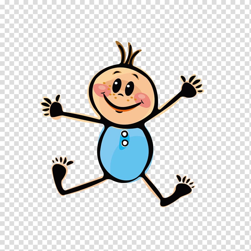 Child Drawing Cartoon, Excited jumping male baby transparent background PNG clipart
