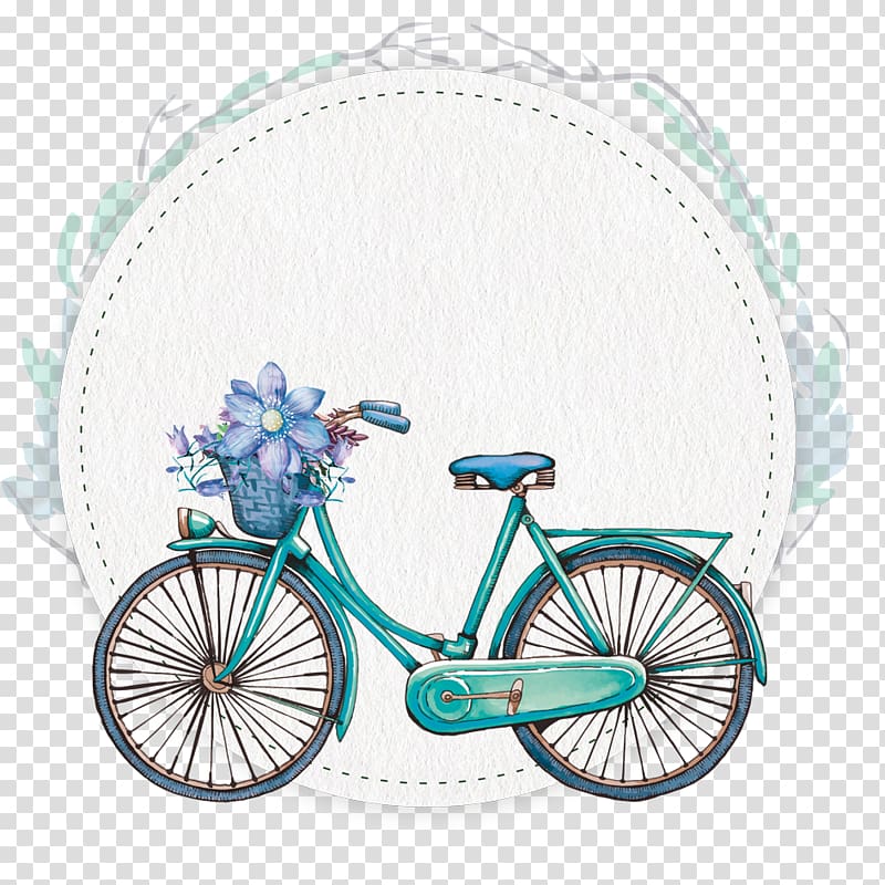 green step-through bicycle illustration, Bicycle Poster Vintage clothing, Bicycle material transparent background PNG clipart