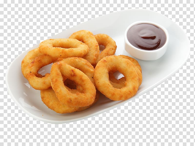 Onion ring Pizza Fritter Squid as food Pakora, pizza transparent background PNG clipart