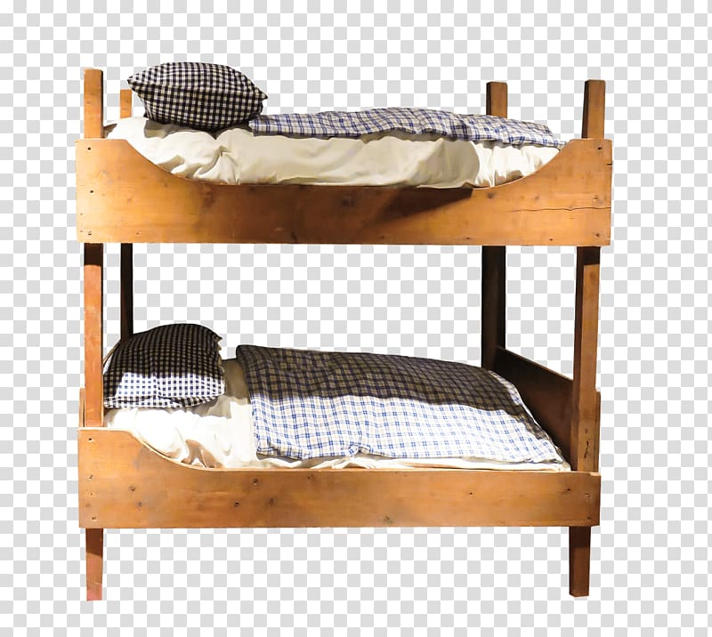 brown wooden bunk bed and two mattress illustration, Furniture Wooden Bunk Bed transparent background PNG clipart