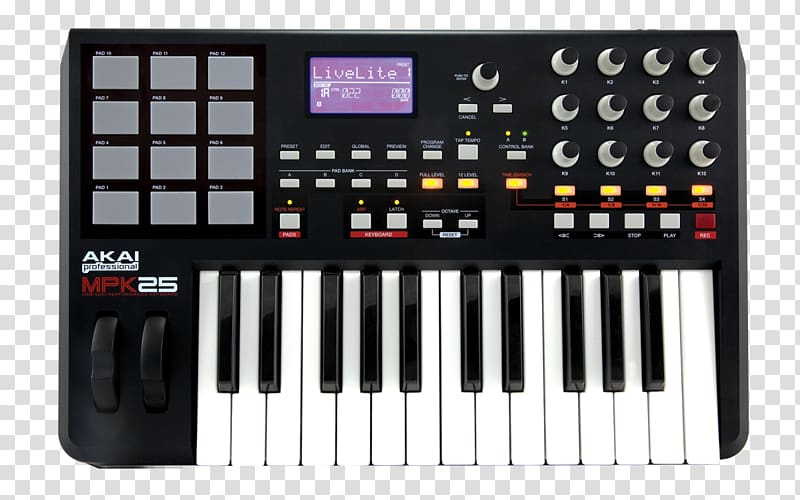Computer keyboard Music Production Controller Akai MIDI Controllers MIDI keyboard, piano keyboard transparent background PNG clipart