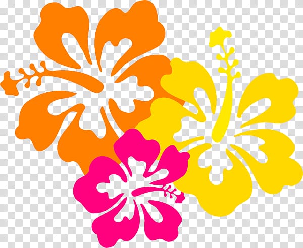 orange, yellow, and pink hibiscus flowers illustration, Hawaiian Flower , Hibiscus Flower Drawings transparent background PNG clipart