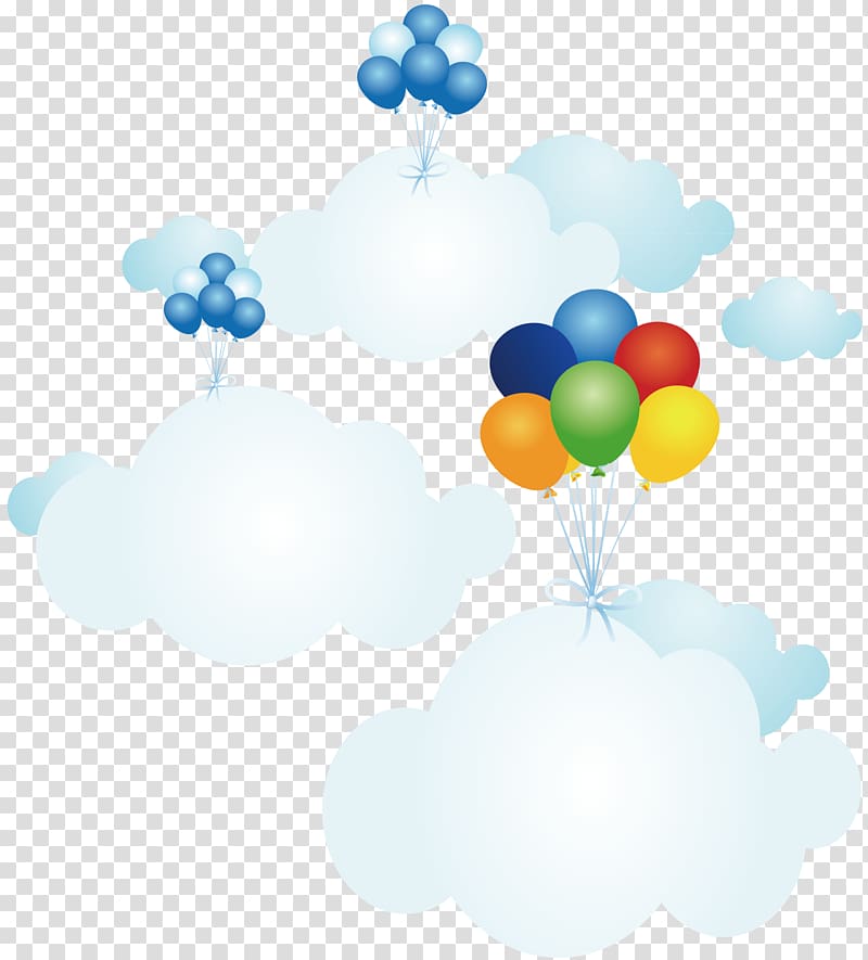 three floating floating balloons and clouds , Cloud Animation Drawing Cartoon Speech balloon, Cartoon cloud balloon transparent background PNG clipart