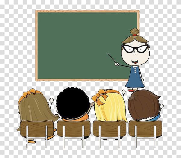 teach and students , Student Teacher School Illustration, A student who listens to the teacher transparent background PNG clipart