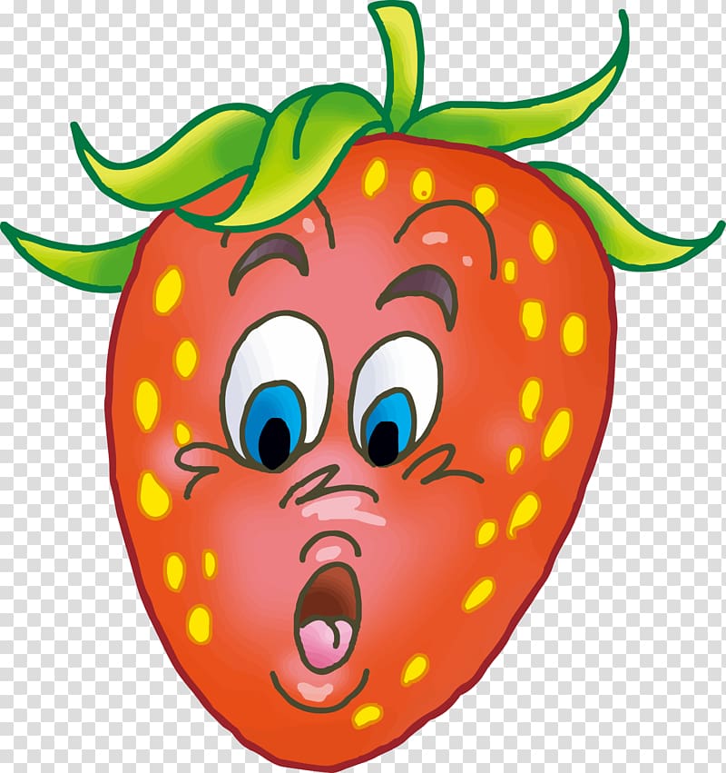 Fruit Adobe Illustrator , Strawberry with surprised expression transparent background PNG clipart