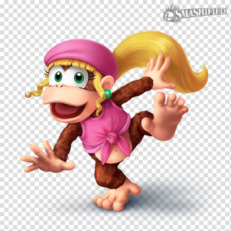 Donkey Kong Country 2: Diddy\'s Kong Quest Donkey Kong Country 3: Dixie Kong\'s Double Trouble! Super Smash Bros. Brawl Donkey Kong Land, hand painted girl transparent background PNG clipart