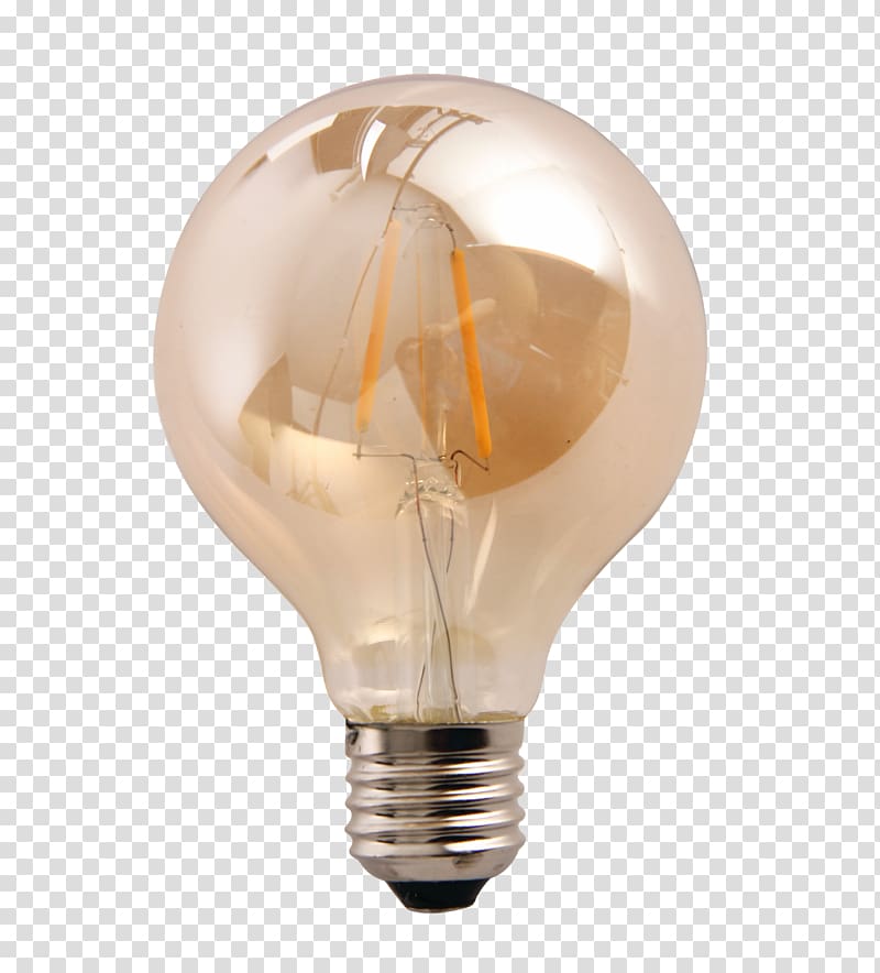 Incandescent light bulb Lighting Electrical filament LED lamp, golden globe transparent background PNG clipart