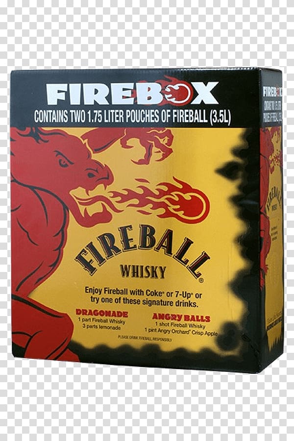 Fireball Cinnamon Whisky Distilled beverage Whiskey Canadian whisky Beer, Product Box transparent background PNG clipart