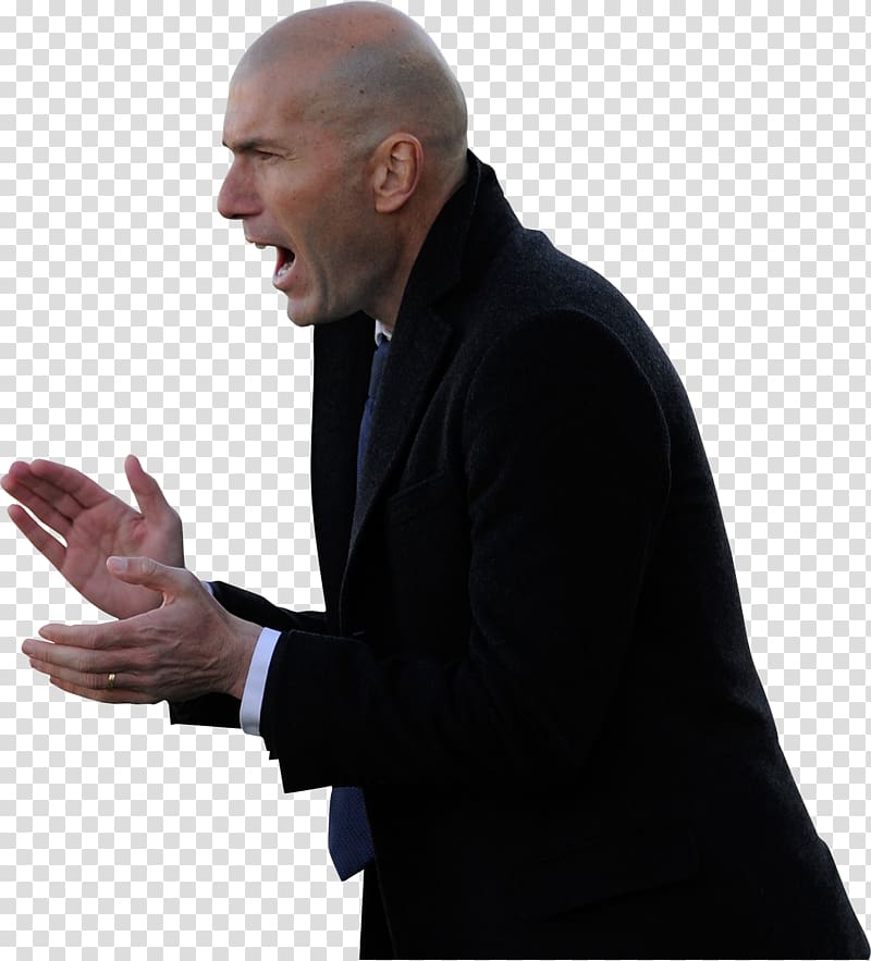 man wearing black coat clapping, Zinedine Zidane Real Madrid C.F. Coach Desktop , others transparent background PNG clipart