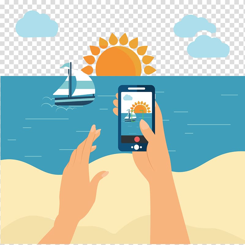 Beach Illustration, sea view camera transparent background PNG clipart