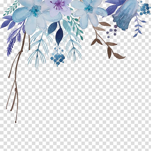 teal and white flowers painting, Watercolor: Flowers Watercolour Flowers Watercolor painting graphics , illustration lace elements transparent background PNG clipart
