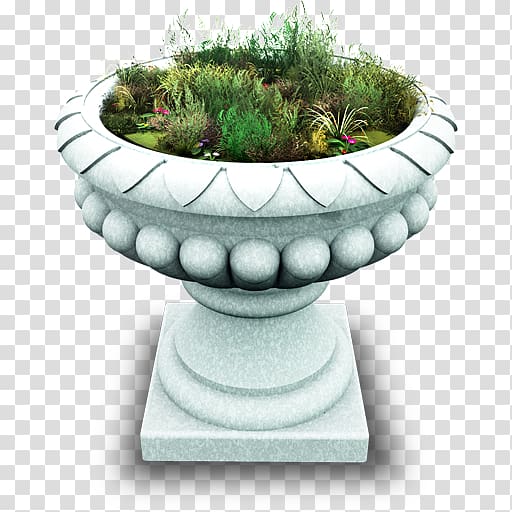white concrete pot with green grasses, flowerpot grass urn artifact, Pot transparent background PNG clipart