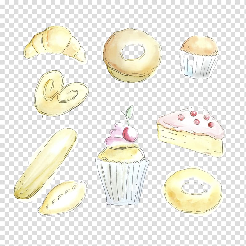 Doughnut Croissant Cupcake Cream bun Bread, cake croissant transparent background PNG clipart