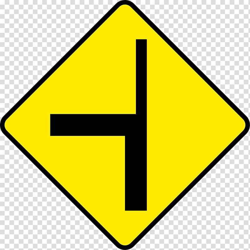 Traffic sign Three-way junction Warning sign Intersection, road transparent background PNG clipart