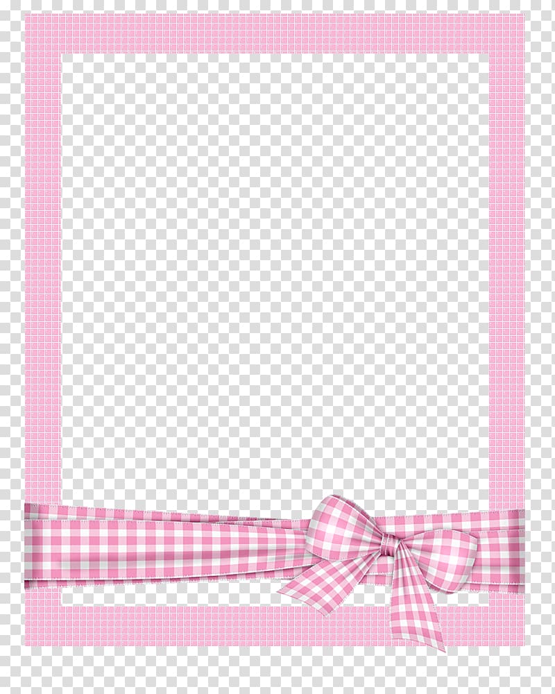 frame, Hand-painted frame cartoon frame,Pink plaid frame, pink and white checked frame with ribbon transparent background PNG clipart