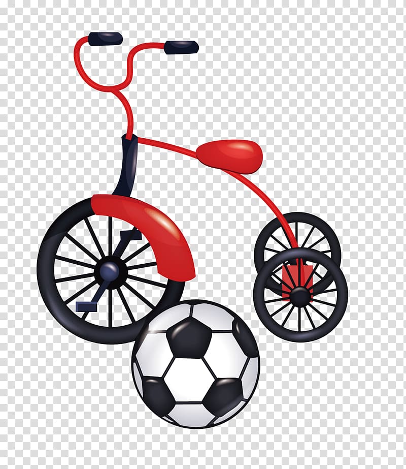 Motorized tricycle Bicycle , Children\'s bicycles and football transparent background PNG clipart