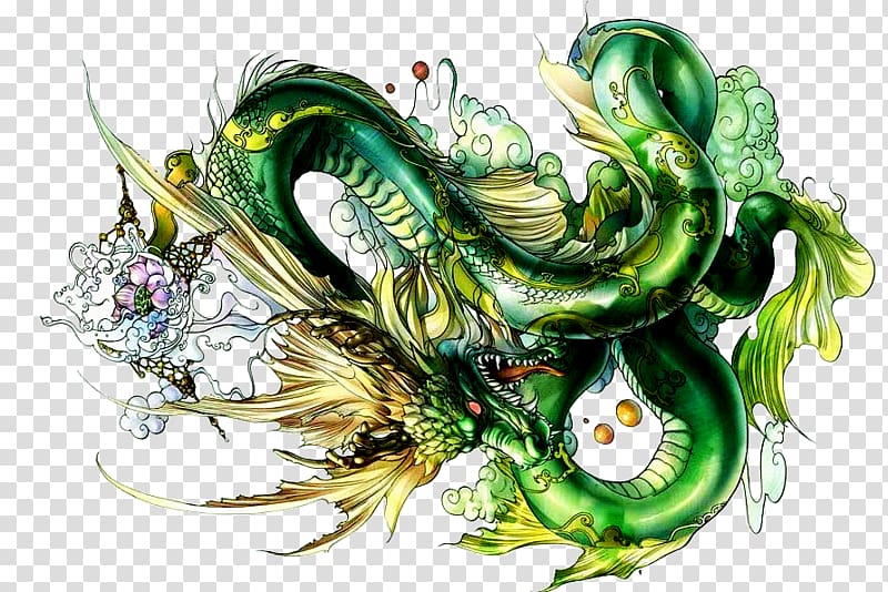 u7075u517d Fenghuang Qilin Four Benevolent Animals Chinese dragon, Chinese dragon transparent background PNG clipart