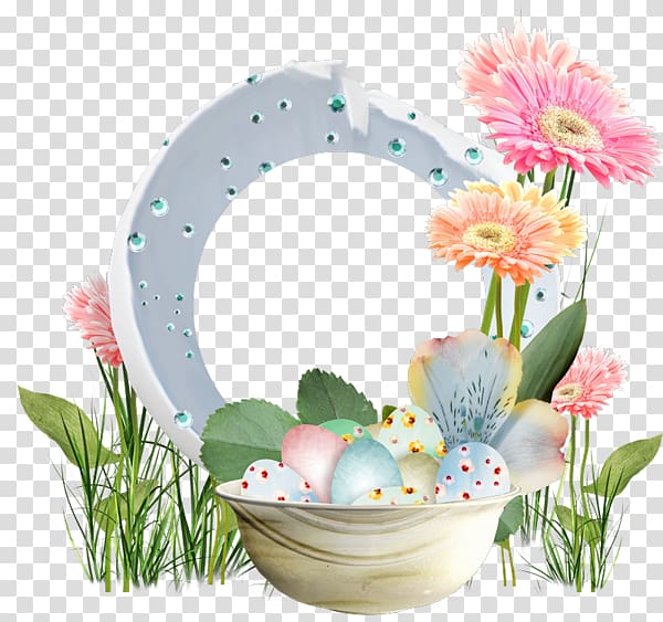 Easter egg Party Illustration, Beautiful illustration Flower Border Eggs transparent background PNG clipart