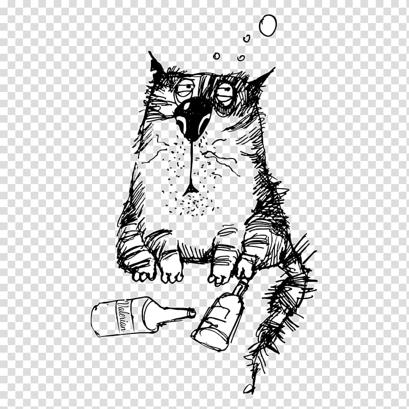 Grumpy Cat Illustration, Creative hand-painted cat transparent background PNG clipart