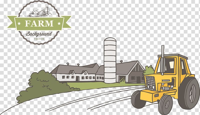 farm tractor illustration, Silo Farm Agriculture, Green farm transparent background PNG clipart