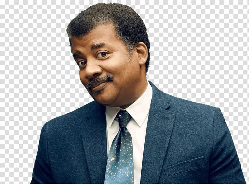 man in blue notched lapel blazer and white dress shirt, Neil Degrasse Tyson Smiling transparent background PNG clipart