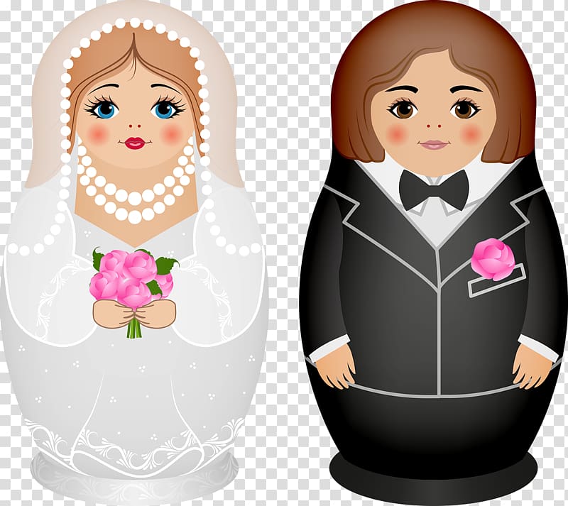 Matryoshka doll Kokeshi, Bride and Groom Matryoshka transparent background PNG clipart