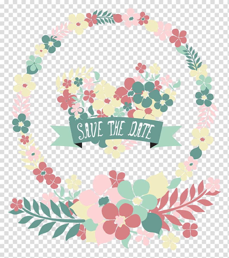 Save the Date illustration, Wedding invitations wreath transparent background PNG clipart