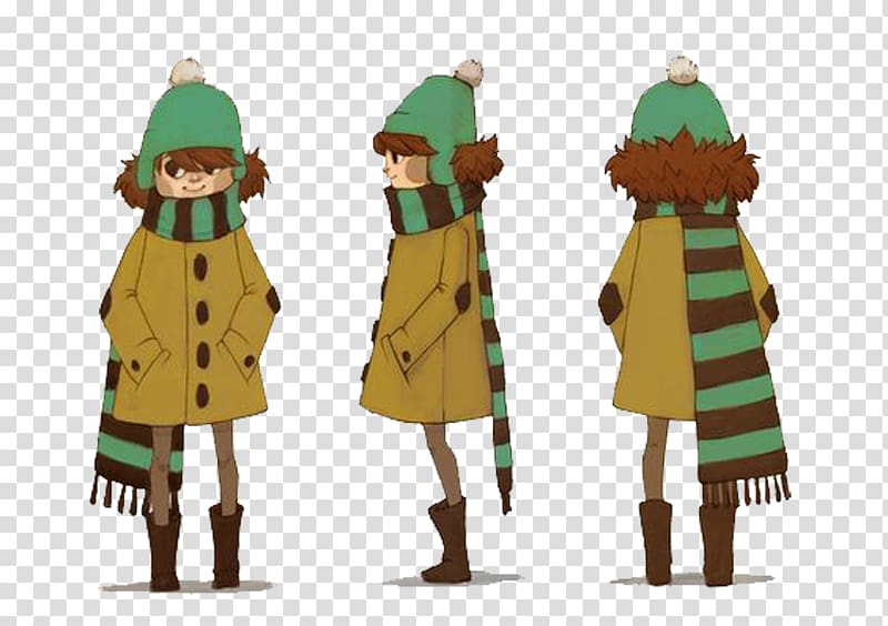 Character design Turnaround Drawing, Wearing a coat child transparent background PNG clipart