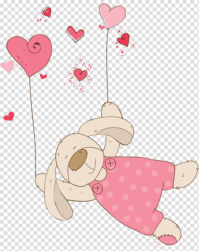 bear holding heart balloons illustration, Child , watercolor rabbit transparent background PNG clipart