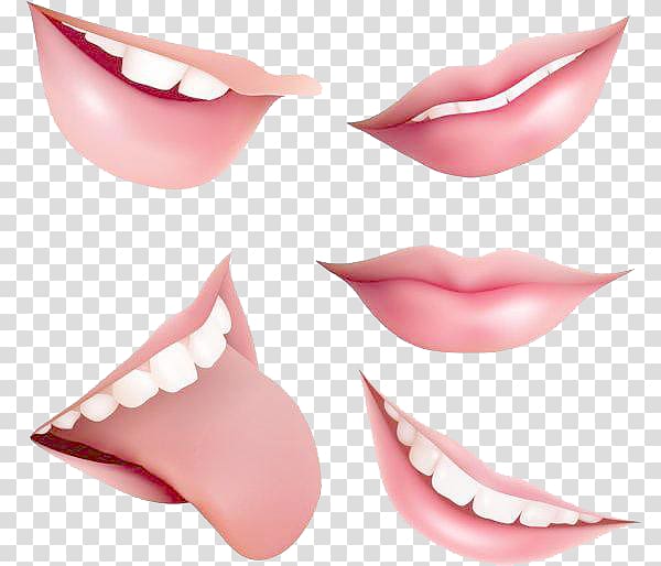 Mouth Lip Smile, Textured cartoon pink lips element transparent background PNG clipart