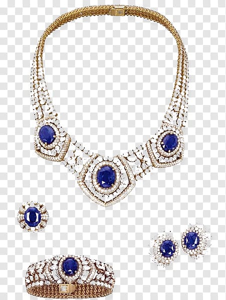 Sapphire Earring Jewellery Necklace Cartier, Antique Jewelry Set transparent background PNG clipart