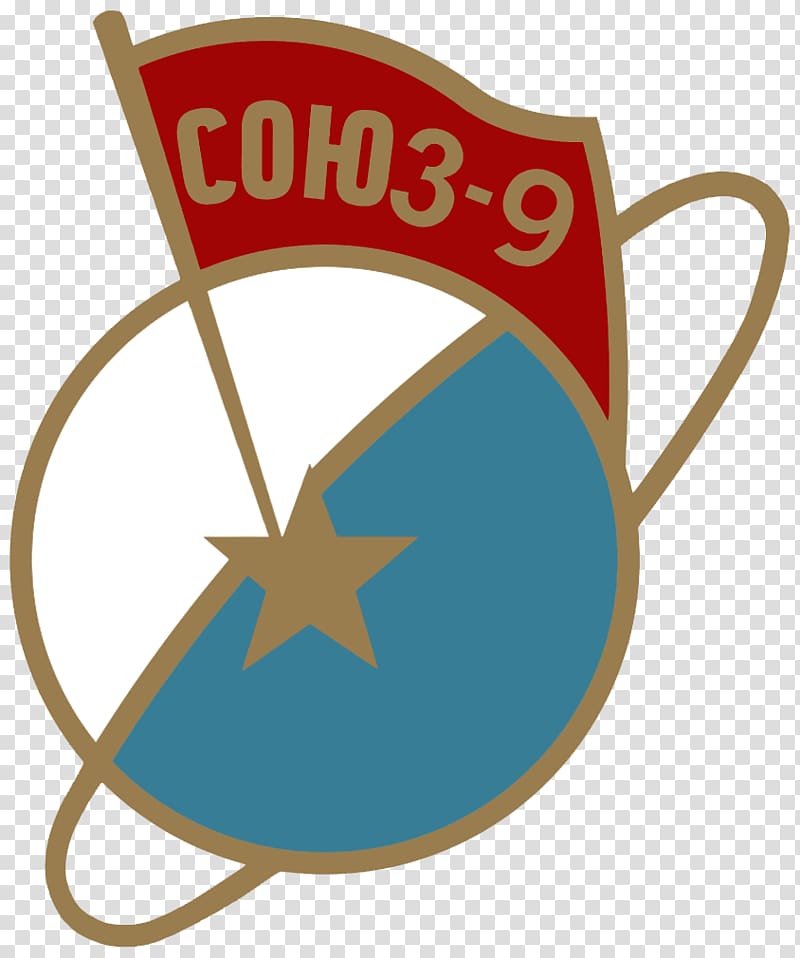 blue, white, and brown logo with star, Soyuz 9 Patch transparent background PNG clipart