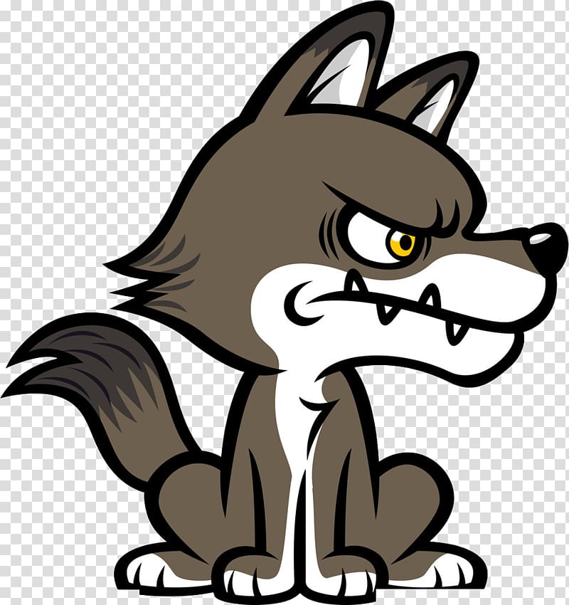 angry white and gray fox , Big Bad Wolf Dog Cartoon , Wolf Free dig pattern transparent background PNG clipart