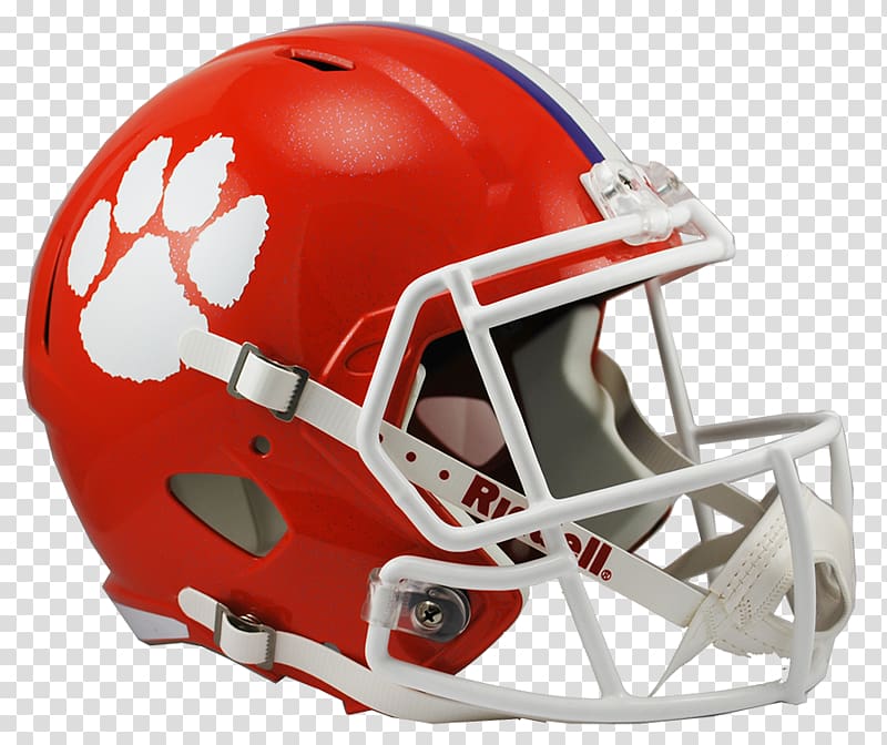 Clemson Tigers football Clemson University American Football Helmets, wearing a helmet of tigers transparent background PNG clipart