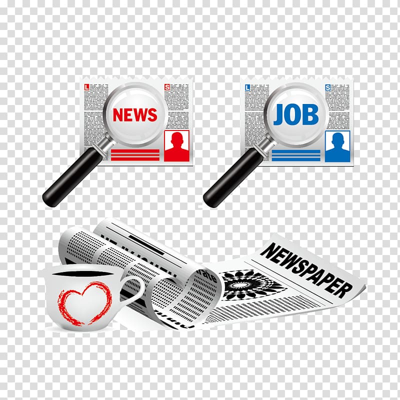 Newspaper , Newspaper and magnifying glass transparent background PNG clipart
